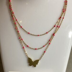 Gold Butterfly Necklace and Earring Set